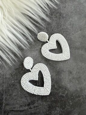 Heart beaded statement earrings